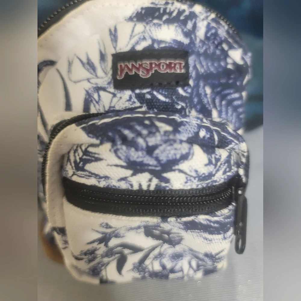 Jansport White and Blue Floral Mini Backpack Coin Backpack